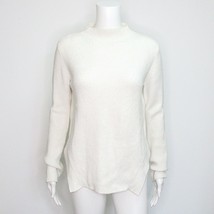 Zara Knit Ribbed Funnel Neck Sweater Angled Hem Off White Ivory Small - £17.26 GBP