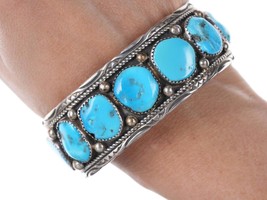 Vintage Navajo Sterling and turquoise bracelet j - £257.81 GBP