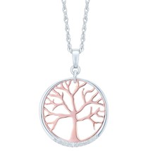 Vero Moissanite Albero Della Vita Pendente Design Collana IN 14K Bicolore Dorato - £288.38 GBP