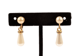 Vintage Triad Earrings Reimagined with New Faux Pearls Screw Backs - $16.82