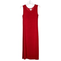 Coldwater Creek Maxi Dress S Womens Red Ribbed Travel Sleeveless Summer ... - £18.53 GBP