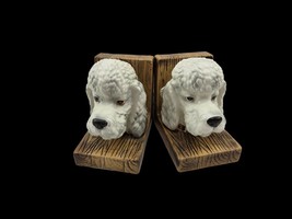 Lefton Porcelain POODLE Figure Dog Puppy White Bookend Japan H25816 - $49.49