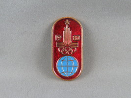 Moscow 1980 Olympic Games Pin - Official Logo above the World - Stamped Pin  - $15.00