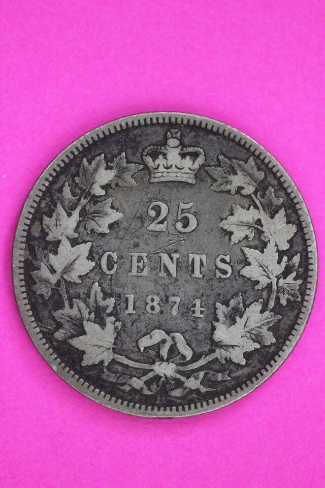 1874 Canada Silver Quarter Scarce Semi Key Date Coin .925 Fine Silver 74 - $20.87