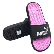 NWT PUMA MSRP $48.99 COOL CAT 2.0 WOMEN&#39;S BLACK PINK SLIP ON SLIDES SANDALS - $17.75