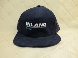 Inland Cement Snapback Trucker Hat Navy Corduroy One Size Vintage Navy Blue - £17.47 GBP