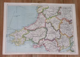 1943 Original Wwii Vintage Map Of Southern Wales Pembroke Cardigan Carmarthen - £15.19 GBP