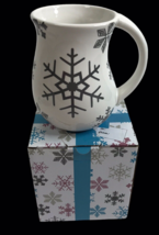 Temptations By Tara Snowflakes Mug 16 Oz White With Grey Holiday Winter - £11.86 GBP