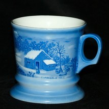 Currier &amp; Ives Hometead Home in Wilderness 10oz Coffee Mug Blue White Sh... - £11.67 GBP