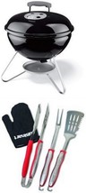 Portable Grill And Grill Set Bundle For The 14-Inch Smokey Joe By Weber ... - £69.56 GBP