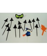 Lot of 15 Halloween Cake Picks &amp; Cupcake Toppers - Scary Eyes Ring &amp; Wit... - £7.64 GBP