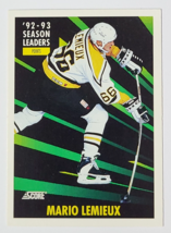 1992 - 1993 Mario Lemieux Season Leaders Score Nhl Hockey Card # 160 Vintage - £4.69 GBP