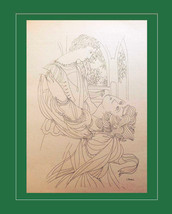 Shakespeare&#39;s Romeo &amp; Juliet Modernist Line Drawing by Eugene Karin 1957 Large 1 - £19.97 GBP