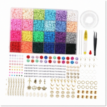 6100+ PCS Clay Beads Bracelet Making Kits - 24 Colors 6mm Flat Round Polymer Hei - $32.66