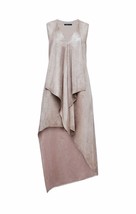 NWT BCBG MaxAzria Tara Trar in Light Stone Faux Suede Ruffle High Low Dress L - £64.65 GBP