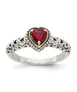 Shey Couture Silver with 14K Accent Antiqued Heart Garnet Ring QTC663 - $2,614.43 MXN