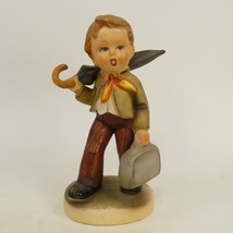 Hummel-Like figurine singing boy umbrella briefcase Marked with P Japan ... - $5.00