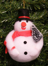 Fluffy Soft Fleece Snowman w/ Christmas Tree Ornament - £5.49 GBP