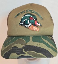VTG Ducks Unlimited Trucker Hat, Foam SnapBack, Camo,  Embroidered Wood Duck - £22.77 GBP