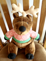 Avon MOOSE Plush STUFFED ANIMAL TOY collectible with Snowflake Sweater - £12.72 GBP