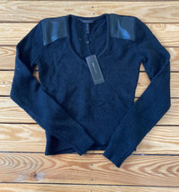 bcbg maxazria NWT $158 women’s patch shoulder pullover sweater XXS black RTR1 - £35.13 GBP