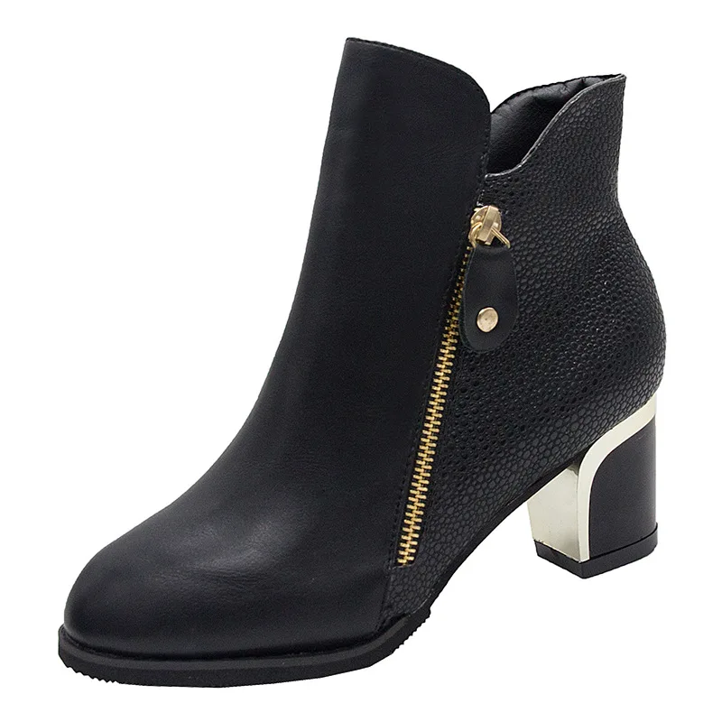 Ice side zipper ankle boots autumn winter boots pointed high quality solid ladies shoes thumb200