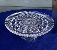 Federal Glass Windsor Button &amp; cane  cake plate footed on pedestal origi... - $23.75