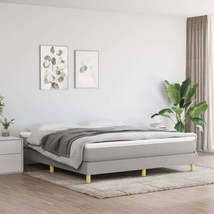 Box Spring Bed with Mattress Light Gray 76&quot;x79.9&quot; King Fabric - £780.61 GBP