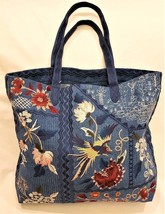  Johnny Was Embroider Denim Quilted Tote Handbag/Shoulder Bag Sz.OS Denim Blue  - £135.86 GBP