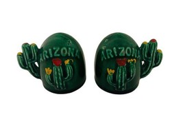 Arizona 2 in Cactus Salt and Pepper Shakers Set Table Top Ceramic Green  - £12.25 GBP