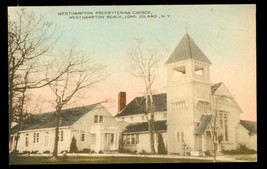 Vintage Postcard Hand Colored Westhampton Presbyterian Church Long Island NY - £16.06 GBP