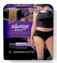 New Always Discreet Boutique Low-Rise Maximum Underwear S/M (12Ct) - $14.84