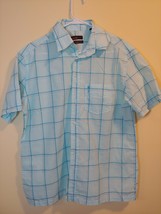 Zara Man 100% Cotton Blue Plaid Shirt Button Down Size L - £13.21 GBP