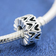 2020 Valentine Release 925 Sterling Silver Openwork Freehand Heart Spacer Charm  - £12.69 GBP