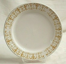 Homer Laughlin Restaurant Ware Stoneware Dinner Plate Dish Gold Filigree MCM USA - £15.78 GBP