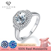 Shiny Luxury Moissanite Geometric Shape Rings for Women Solitaire Diamond Halo R - £52.94 GBP