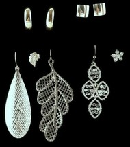 5 Mismatched Leaf Accent Earrings + 2 Pairs Goldtone Trendy Fashion Floral - £11.45 GBP