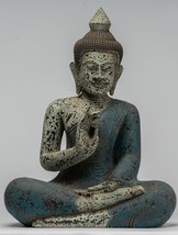 Antigüedad Khmer Estilo Camboya Madera Sentada Buda Estatua Teaching Mudra - £465.67 GBP