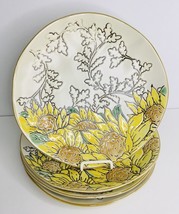 4 Salad / Dessert Plates Handmade Spectrum Designz 8&quot; Gilded Sunflower New - £34.58 GBP