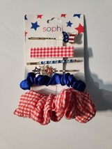 Sophi Mixed Hair Set 6PC 4th Of July Themed Red, White &amp; Blue Independence Day - £7.46 GBP