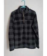 Alpine Sherpa Fleece Sweater Quarter Zip Men Size S Black and Gray with ... - $277.88 MXN