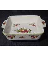 ROYAL ALBERT 10&quot; Square Baker OLD COUNTRY ROSES Green Trim Casserole Dish - $61.64 CAD