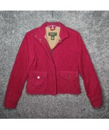 Vintage Eddie Bauer Jacket Women XS Maroon Corduroy Quilted Zip Up Snap ... - $24.89