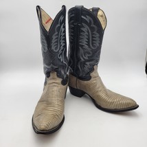 Justin Gray Silver Genuine Real LIZARD Skin Cowboy Western Boots Sz 10.5 EE - $89.99