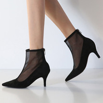 Mesh Short Boots Women&#39;s New Hollow Mesh Thin Heel High-heeled Breathable Cool B - £78.35 GBP