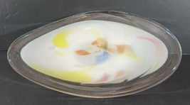 Large Vintage Hand Blown Multi Color Art Glass Bowl Centerpiece - 11” x ... - $32.39