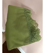 Vintage Green Tablecloth 60&quot; x 72&quot; with lace trim - $14.03
