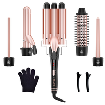&quot;Ultimate Beach Wave Hair Styling Set: 8-in-1 Curling Iron Wand for Effo... - $50.34