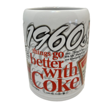 Vintage 1998 Large 1960s Generation Coca Cola Ceramic Mug Stein 5&quot; Tall - £7.20 GBP
