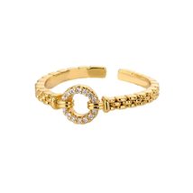 Round Zircon Rings For Women Adjustable Stainless Steel Gold Ring Couple... - £18.68 GBP